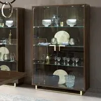 Modum Volare 2 Door Vitrine with Light - Walnut