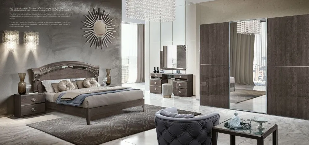 Nabucco Italian Sliding Wardrobe - Silver Birch