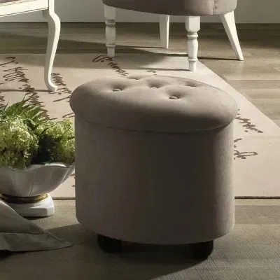 Nostalgia Bianco Antico Round Leather Pouf