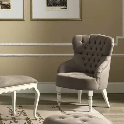 Nostalgia Capitonne Armchair - Bianco Antico, Eco Leather