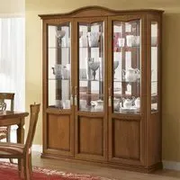 Nostalgia Curved 3 Door Display Cabinet with LED Light - Walnut