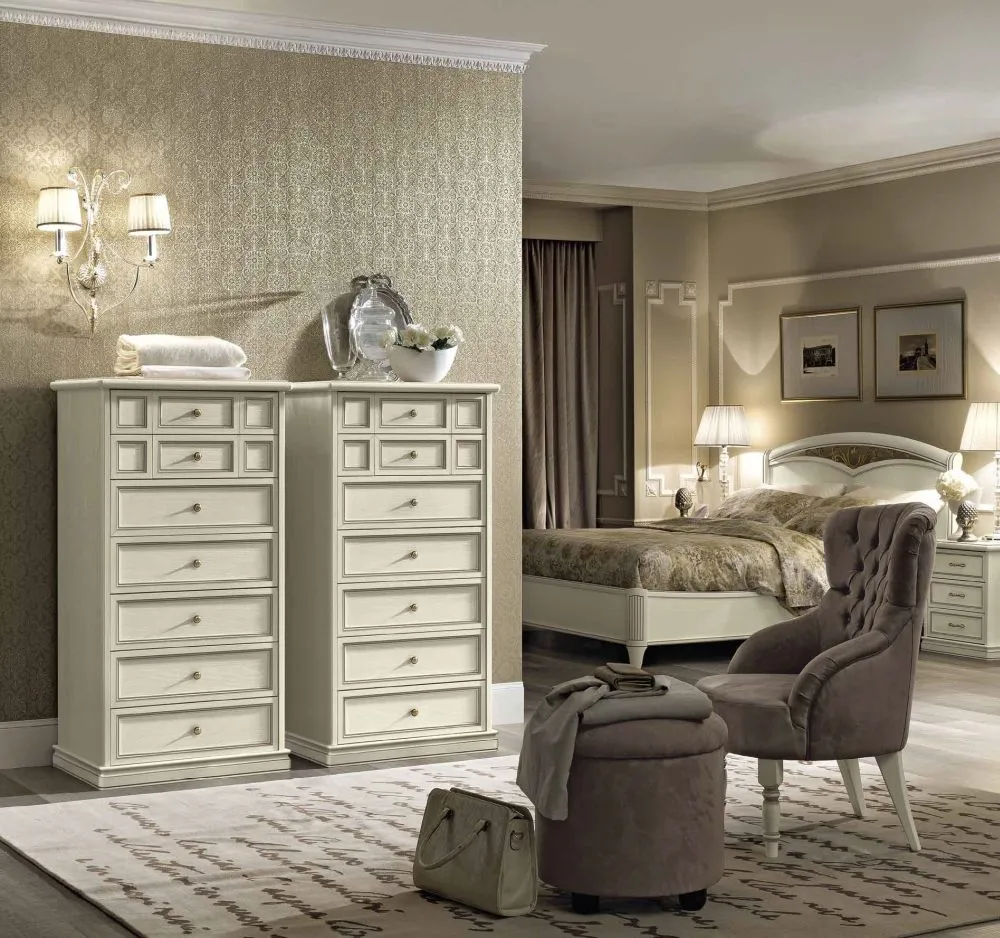 Nostalgia Italian 7 Drawer Tall Chest - Bianco Antico