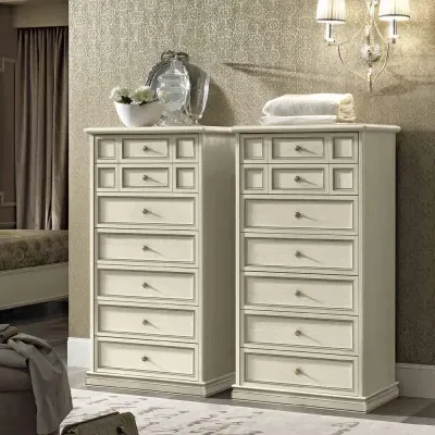 Nostalgia Italian 7 Drawer Tall Chest - Bianco Antico