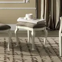 Nostalgia Padded Dressing Stool - Bianco Antico, Italian Leather