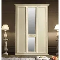 Siena 3 Door Wardrobe with Mirror - Ivory