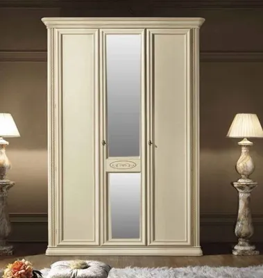 Siena 3 Door Wardrobe with Mirror - Ivory image