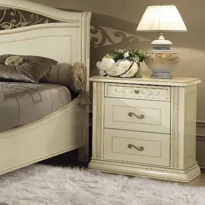 Siena 3 Drawer Bedside Cabinet - Ivory image