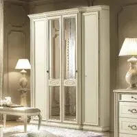 Siena 4 Door Wardrobe with Mirrors - Ivory
