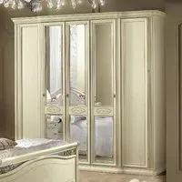 Siena 5 Door Wardrobe with Mirrors - Ivory