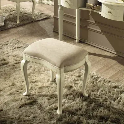 Siena Padded Dressing Stool - Ivory, Italian Ecoleather image