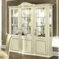 Torriani 3 Glass Door Display Cabinet with LED Light - Ivory