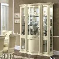 Torriani 3 Glass Door Vitrine with LED Light - Ivory