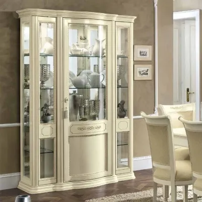 Torriani 3 Glass Door Vitrine with LED Light - Ivory image