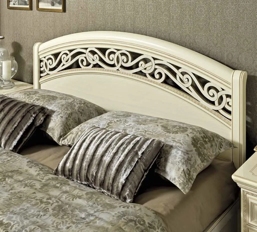 Torriani Botticelli Queen Size Bed Frame - Ivory, Walnut