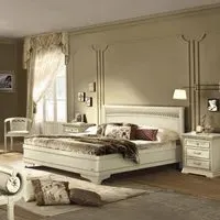 Torriani Tiziano Queen Size Bed Frame - Ivory, Walnut