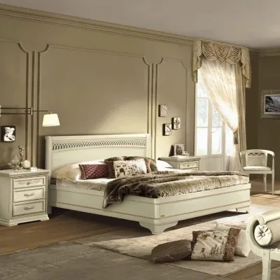 Torriani Tiziano Queen Size Bed Frame - Ivory, Walnut image