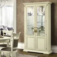 Treviso 2 Door Display Cabinet with Glass Shelves - White Ash
