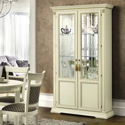 Treviso 2 Door Display Cabinet with Glass Shelves - White Ash image