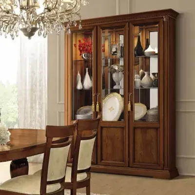 Treviso 3 Door Display Cabinet - Cherry Wood image