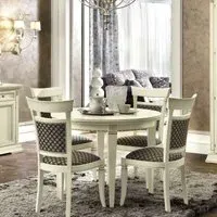 Treviso Round Extending Dining Set with Chairs - White Ash