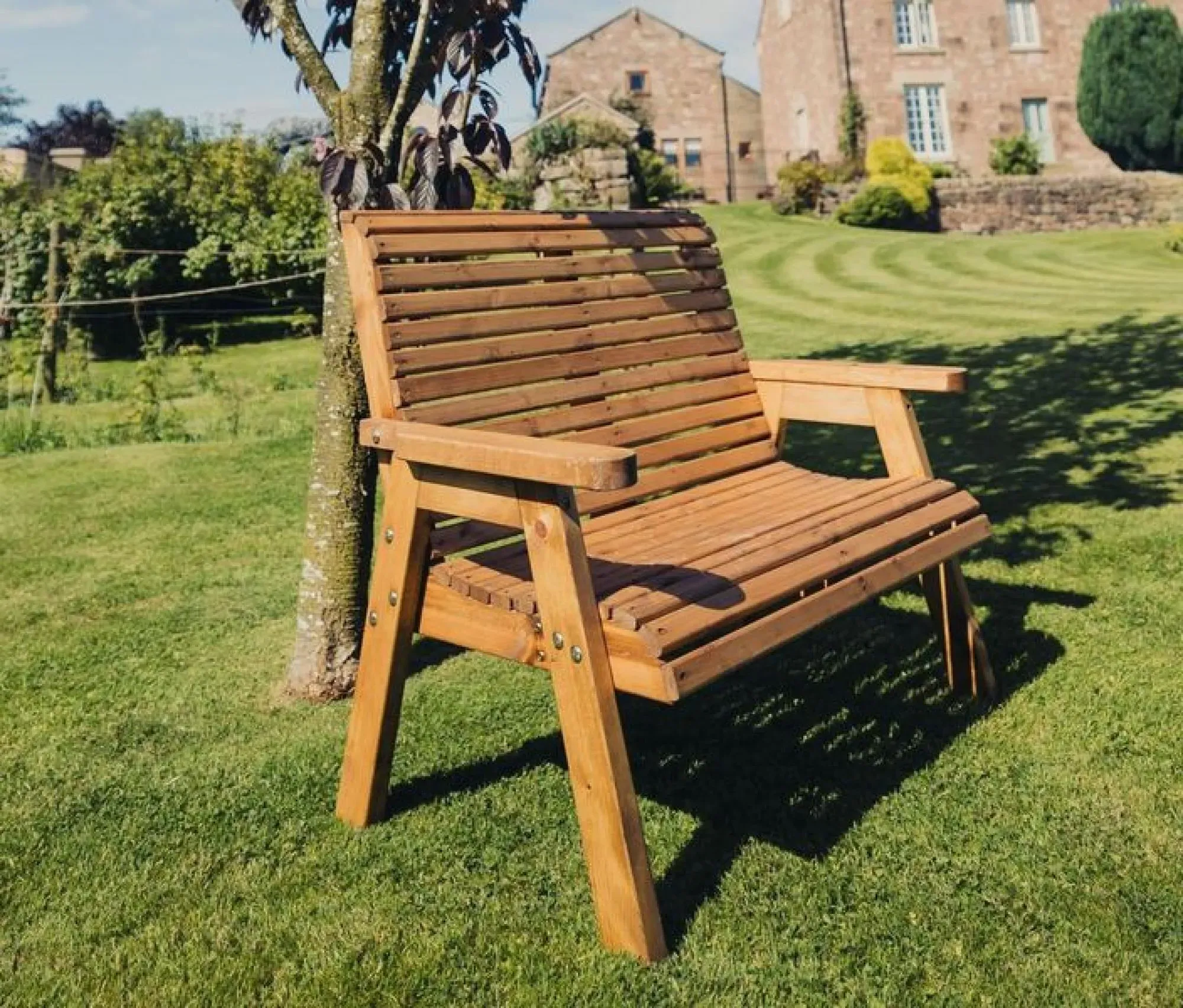 2-Seater Garden Bench - Brown, Redwood