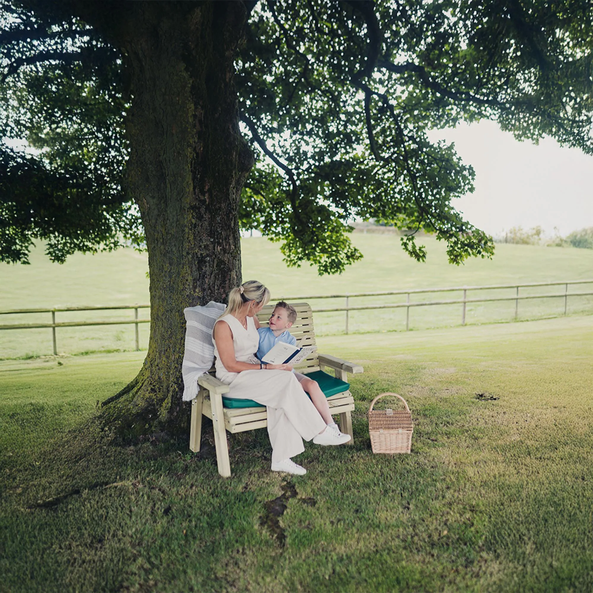 2-Seater Garden Bench - Ivory, Redwood
