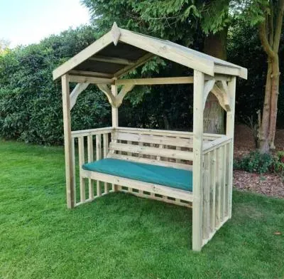 Anastasia 3-Seater Garden Arbour - Ivory, Redwood image