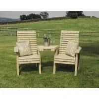 Angled Garden Love Seat - Ivory, Redwood