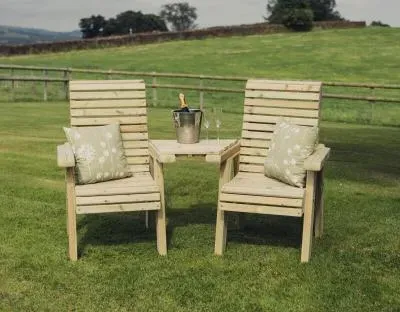 Angled Garden Love Seat - Ivory, Redwood image