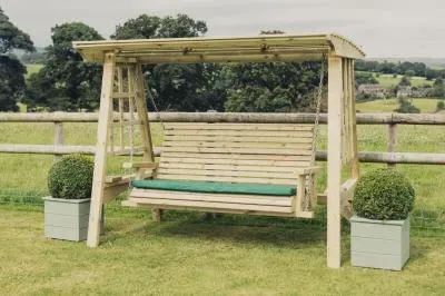 Antoinette 3-Seater Garden Swing - Ivory, Redwood