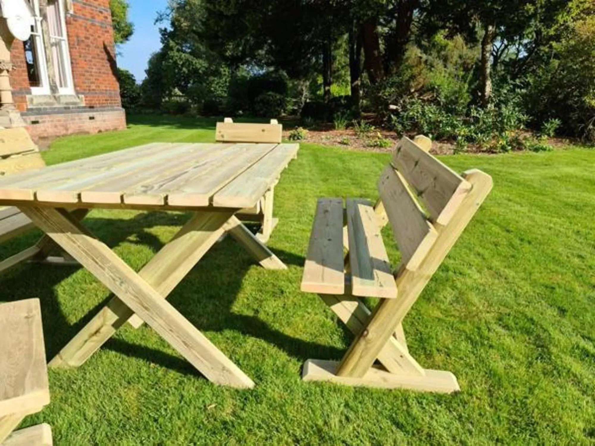 Ashcombe Rectangular Garden Table Set with 2 Chairs 2 Benches - Redwood