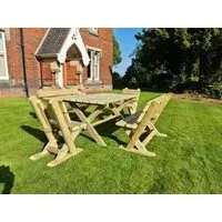 Ashcombe Rectangular Garden Table Set with 2 Chairs 2 Benches - Redwood