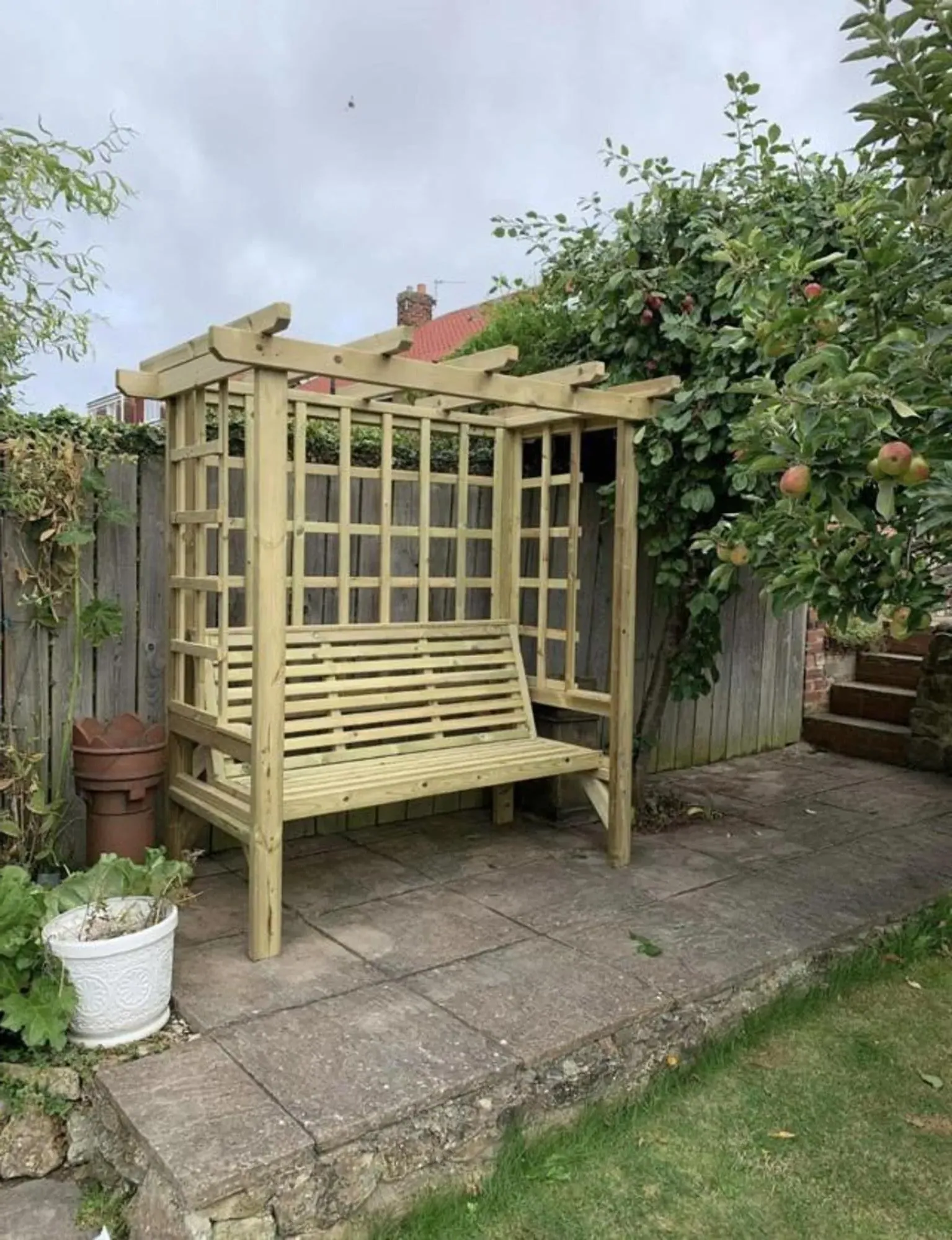 Beatrice 3-Seater Garden Arbour - Ivory, Redwood