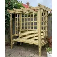 Beatrice 3-Seater Garden Arbour - Ivory, Redwood