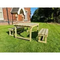 Butchers Redwood Garden Table Set with 2 Benches - Ivory