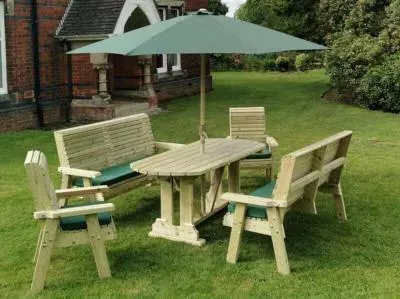 Churnet Valley Ergo 8-Seater Garden Dining Set - Redwood image