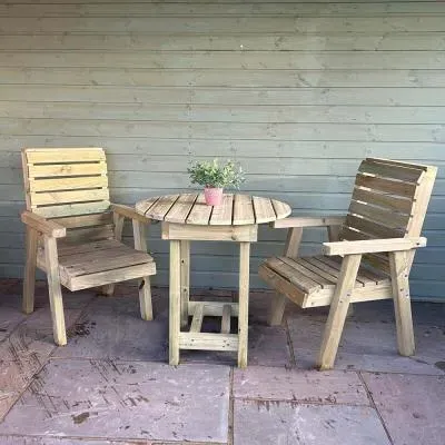 Clover Redwood 2-Seater Round Garden Bistro Set image