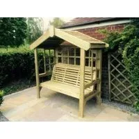 Cottage Redwood 3-Seater Garden Trellis Arbour - Ivory
