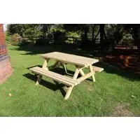 Deluxe 6 Seater Garden Picnic Table Set - Ivory, Redwood
