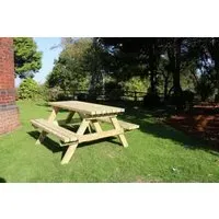 Deluxe 8 Seater Garden Picnic Table Set - Ivory, Redwood