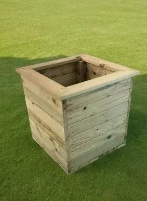 Deluxe Timber Square Garden Planter - Brown image