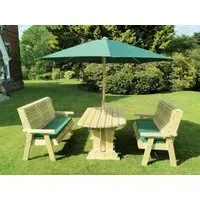 Ergo Redwood Garden Table Set with 2 Benches - Ivory