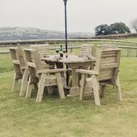 Ergo Redwood Garden Table Set with 6 Chairs - Ivory