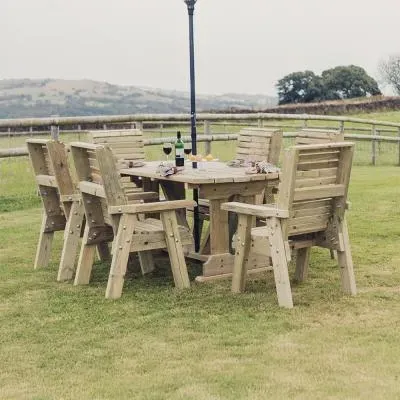 Ergo Redwood Garden Table Set with 6 Chairs - Ivory
