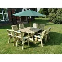 Ergo Redwood Square Garden Table Set with 8 Chairs - Ivory