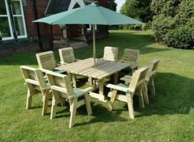 Ergo Redwood Square Garden Table Set with 8 Chairs - Ivory