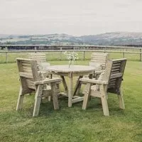 Ergo Timber 4-Seater Round Garden Dining Set
