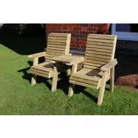 Garden Love Seat - Ivory, Redwood