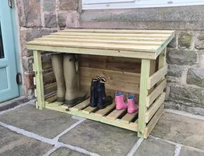 Heavy Duty Timber Garden Boot Store - Ivory image