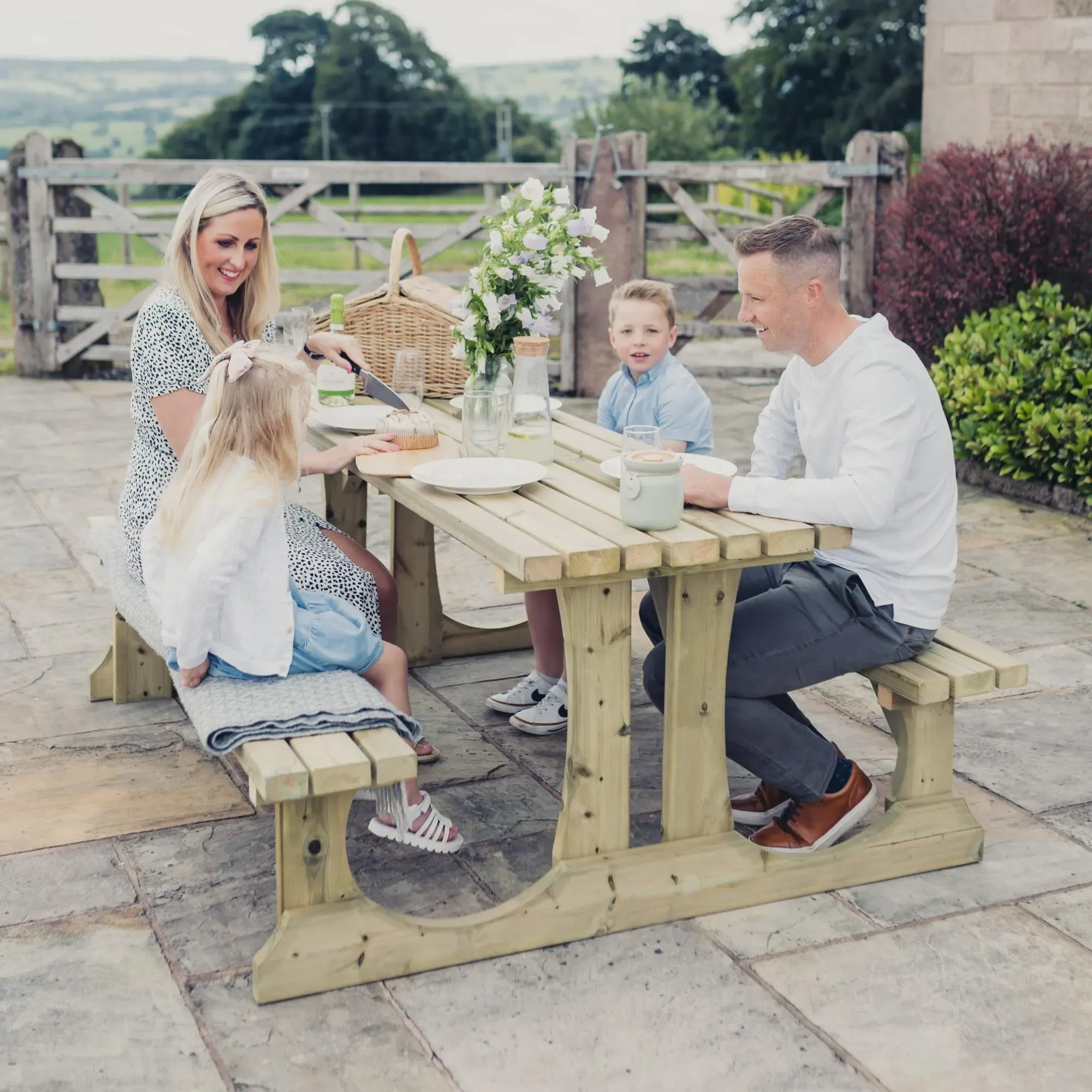 Lunar Redwood Garden Picnic Table - 180cm